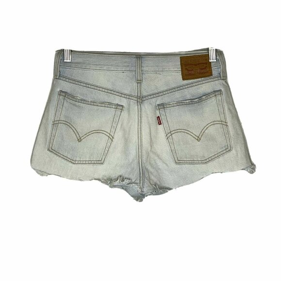 Levi’s Light Wash Cut Off Jean Shorts 27 Button Fly Booty Distressed High Waist - Picture 3 of 4
